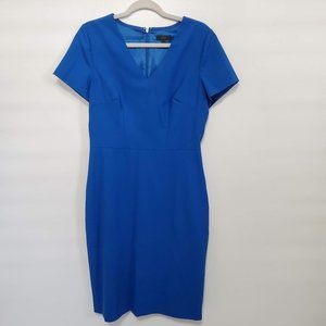 J Crew Bright Blue V neck Stretch Wool Sheath Dress Size 10T